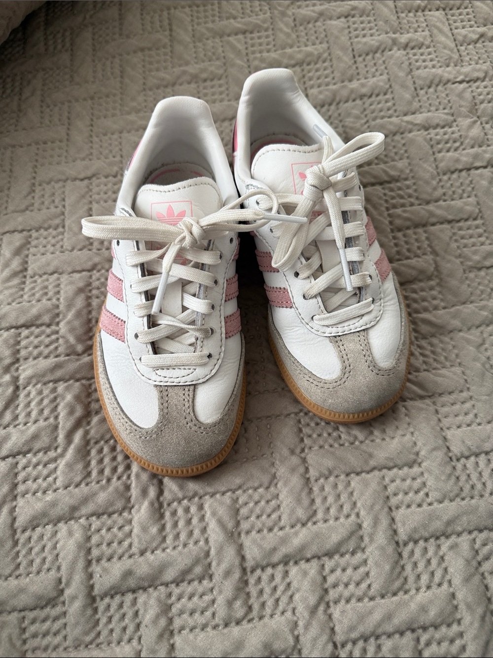 adidas Kids White and Pink Sneakers